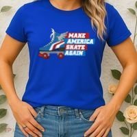 Make America Skate Again Red White And Blue Distressed Gift Women's T-Shirt thumb 2