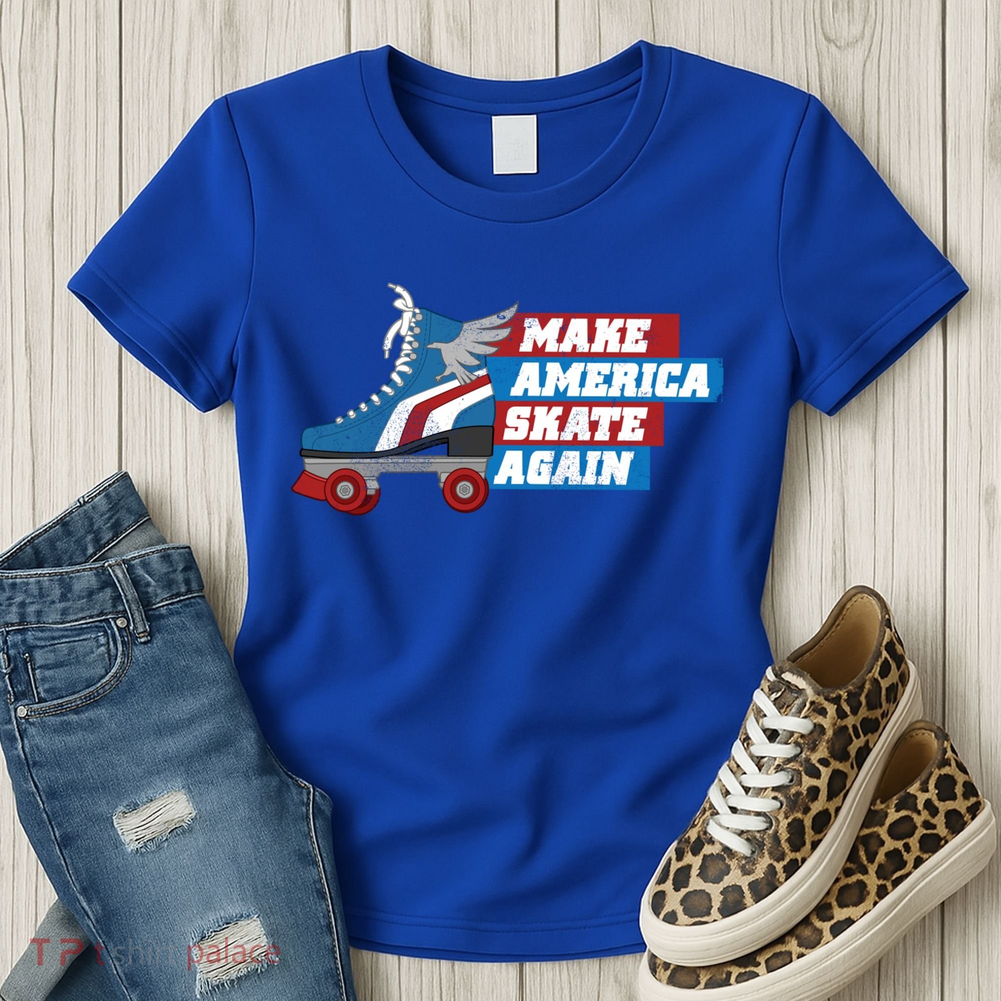 Make America Skate Again Red White And Blue Distressed Gift Women's T-Shirt