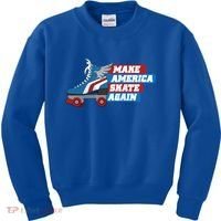 Make America Skate Again Red White And Blue Distressed Gift Kids Sweatshirt thumb 0
