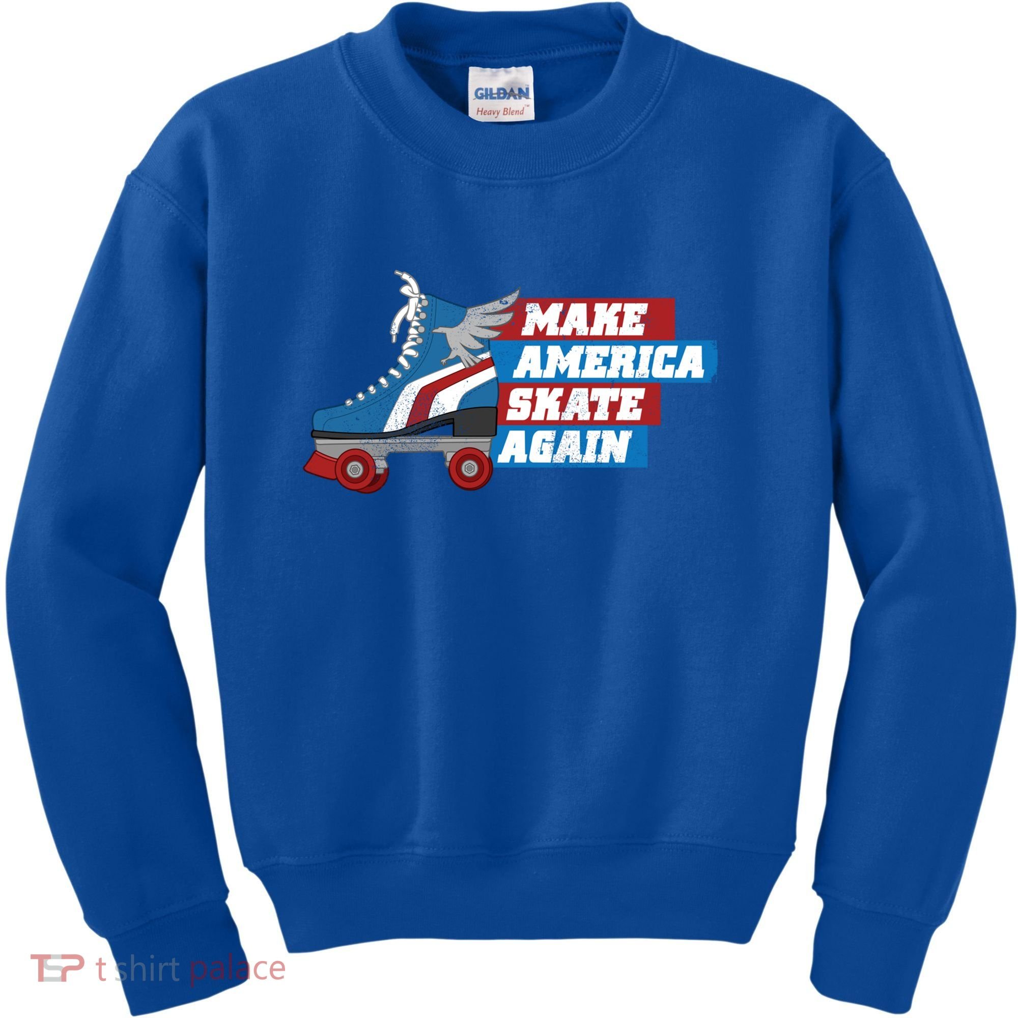 Make America Skate Again Red White And Blue Distressed Gift Kids Sweatshirt
