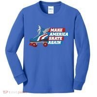 Make America Skate Again Red White And Blue Distressed Gift Kids Long Sleeve Shirt thumb 0