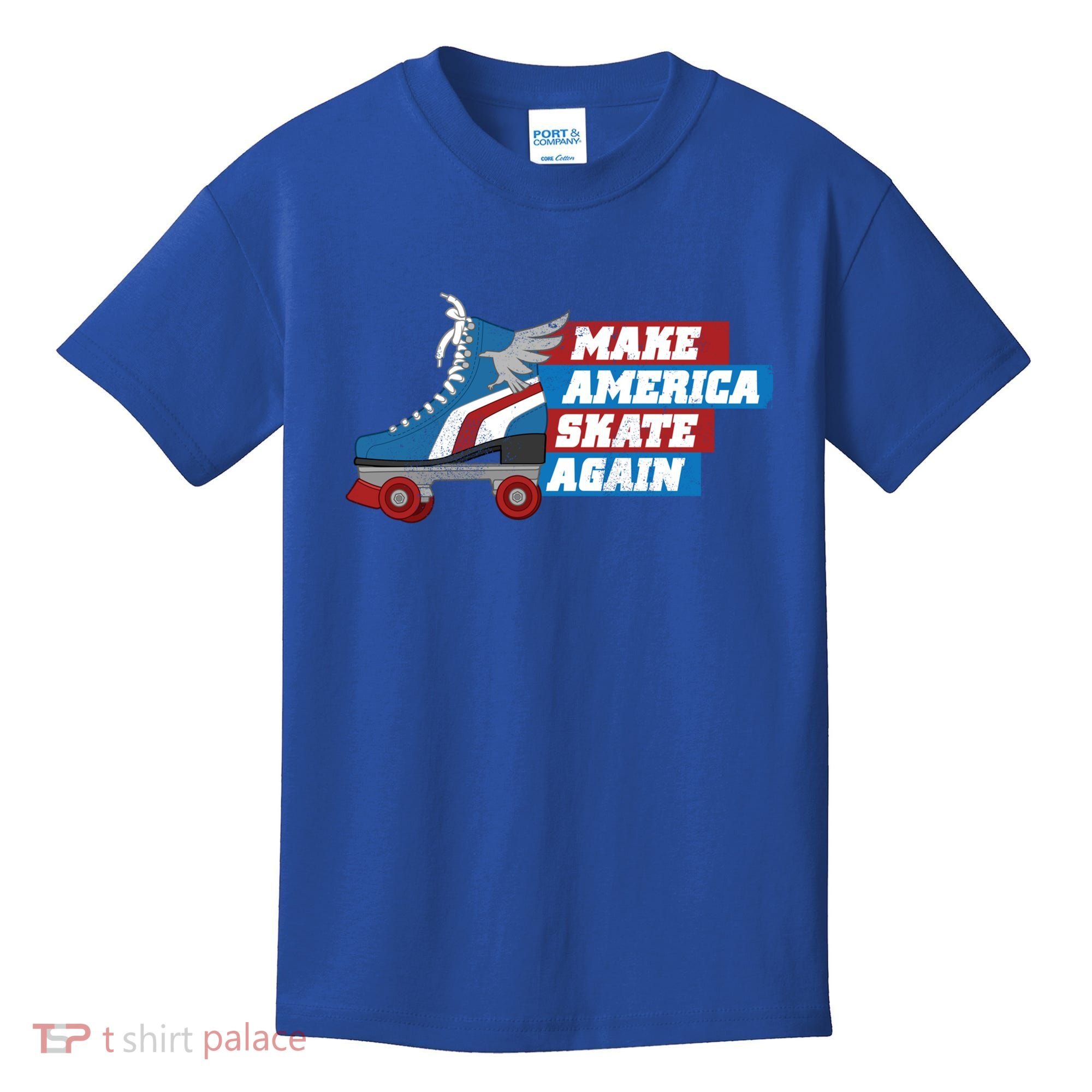 Make America Skate Again Red White And Blue Distressed Gift Kids T-Shirt