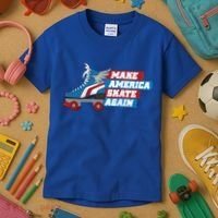 Make America Skate Again Red White And Blue Distressed Gift Kids T-Shirt thumb 3