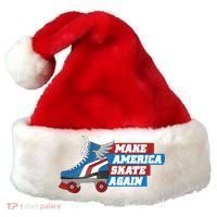 Make America Skate Again Red White And Blue Distressed Gift Santa Hat thumb 0