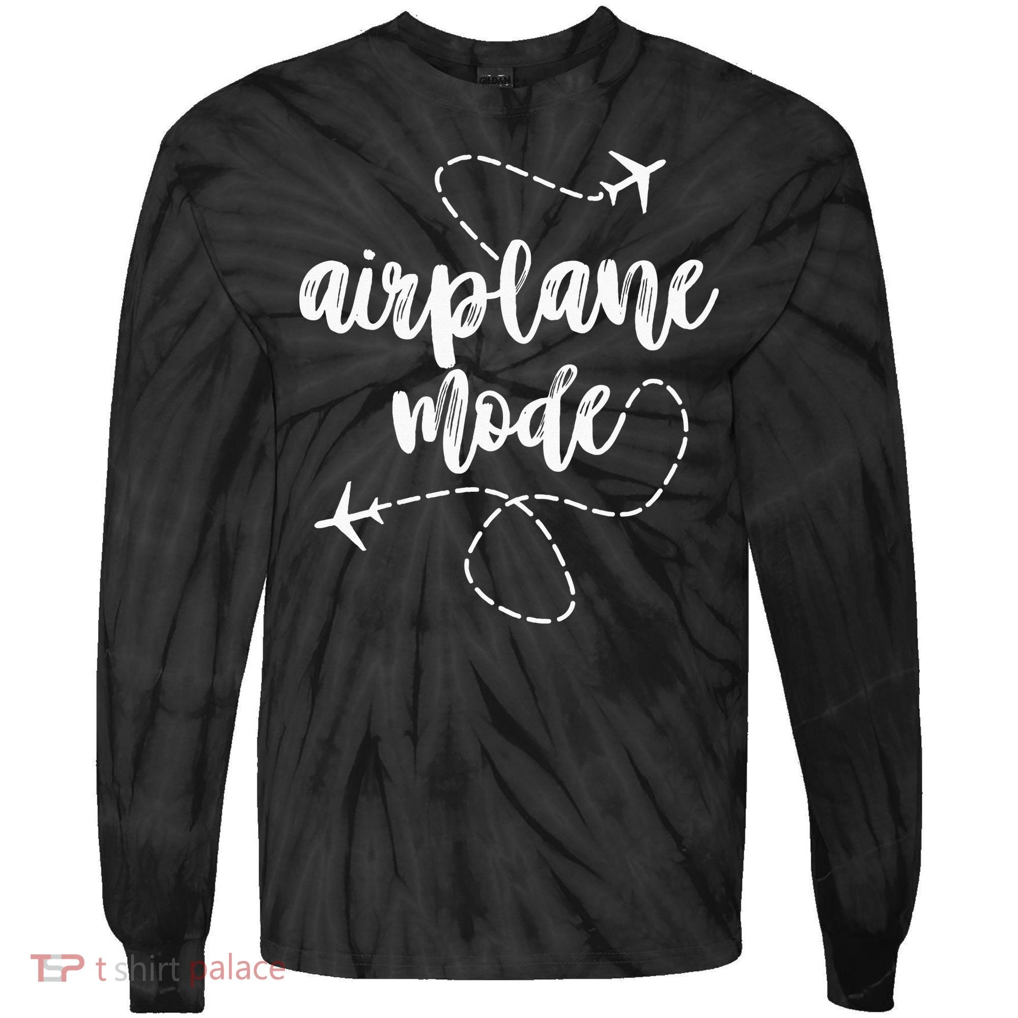 Mode Airplane Summer Vacation Travel Airplane Tie-Dye Long Sleeve Shirt