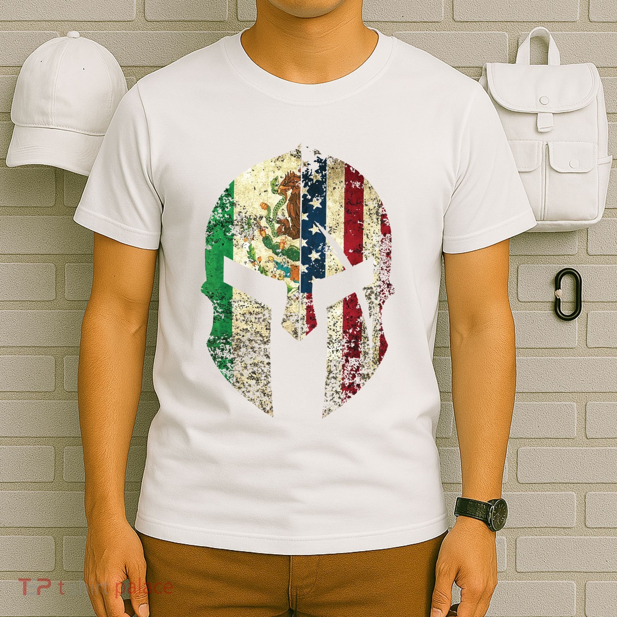 Mexican American Spartan Helmet Chicano Pride T-Shirt