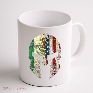 Mexican American Spartan Helmet Chicano Pride Coffee Mug back