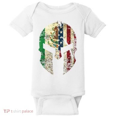 Mexican American Spartan Helmet Chicano Pride Baby Bodysuit
