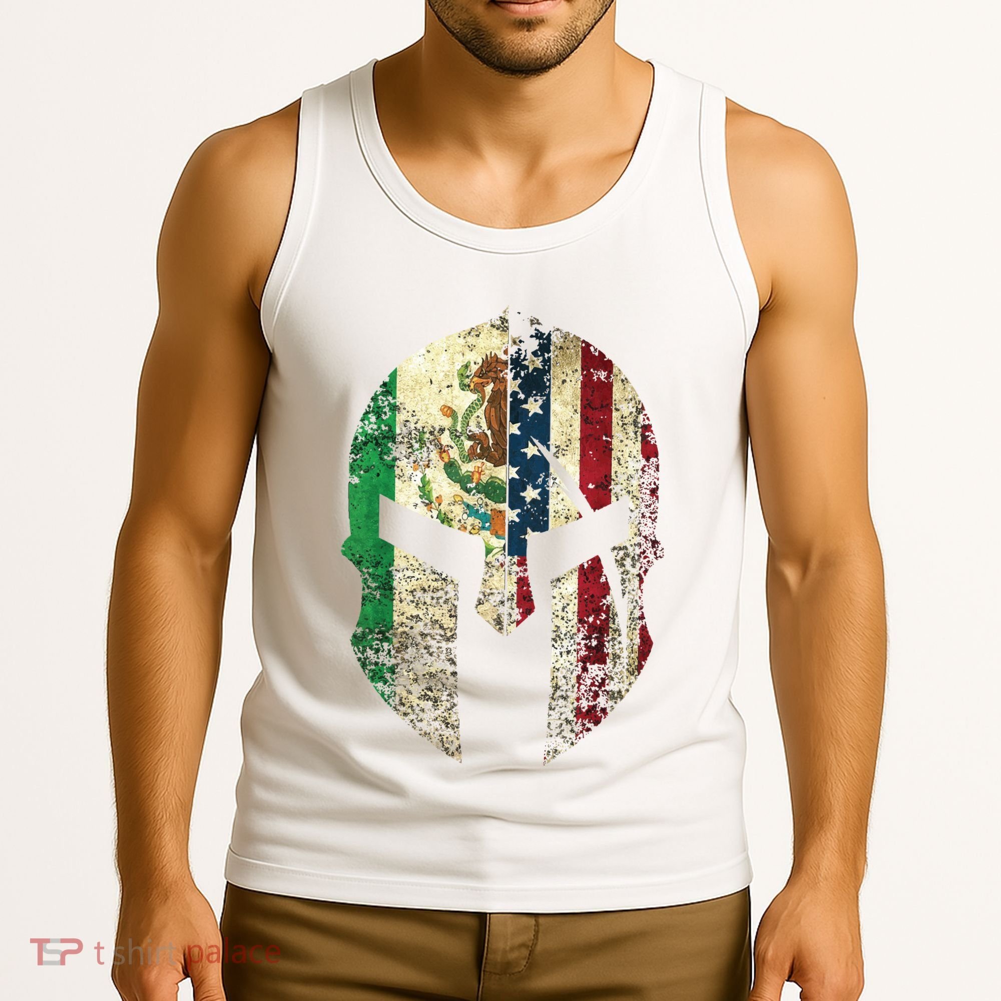 Mexican American Spartan Helmet Chicano Pride Tank Top