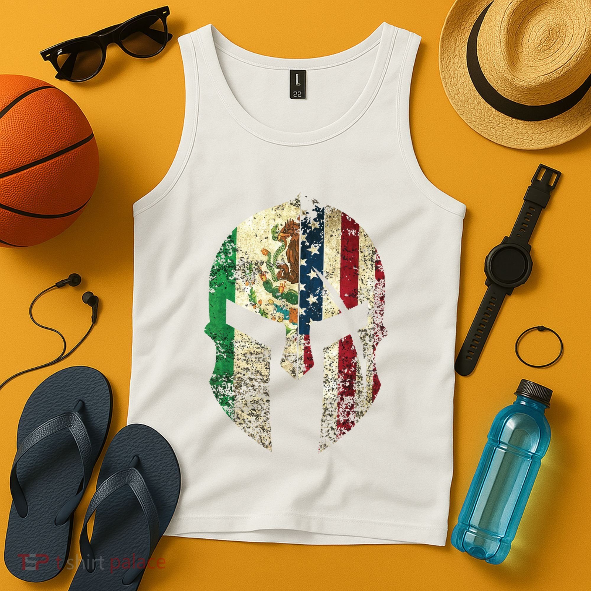 Mexican American Spartan Helmet Chicano Pride Tank Top