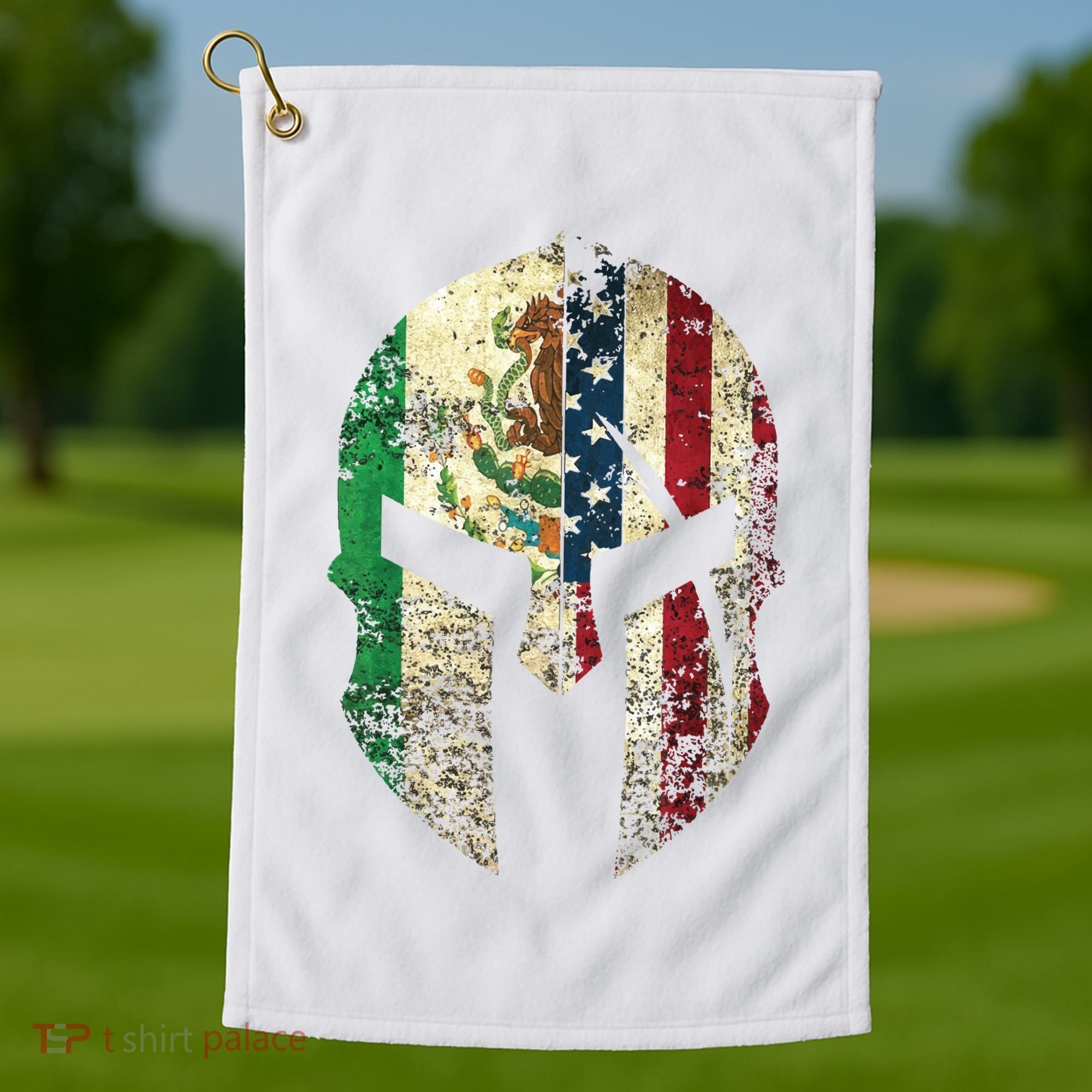 Mexican American Spartan Helmet Chicano Pride Golf Towel