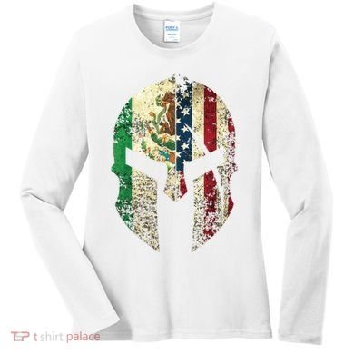 Mexican American Spartan Helmet Chicano Pride Women's Long Sleeve Shirt