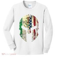 Mexican American Spartan Helmet Chicano Pride Kids Long Sleeve Shirt thumb 0