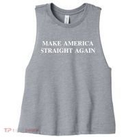 Make America Straight Again Women's Racerback Cropped Tank thumb 0
