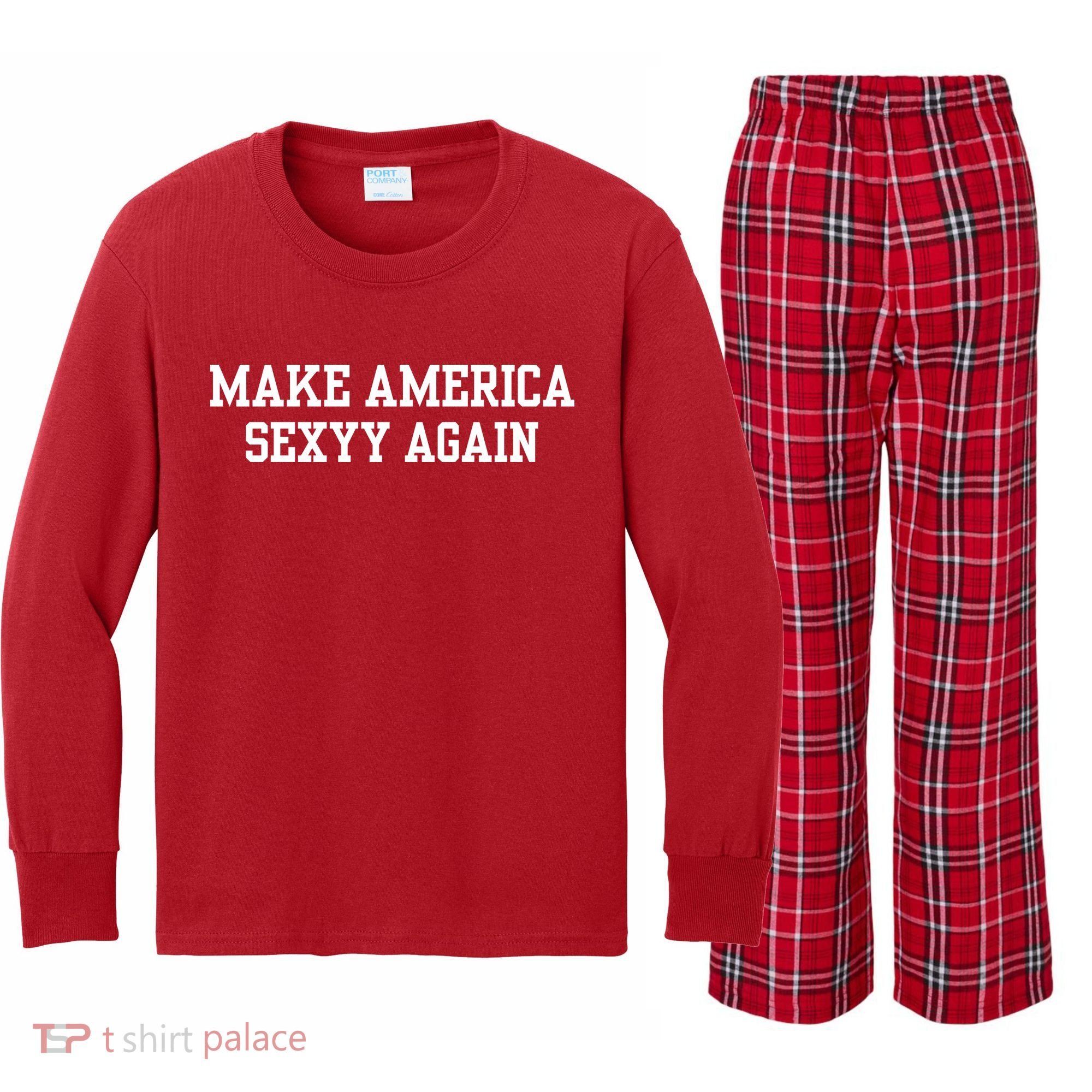Make America Sexyy Again Kids Long Sleeve Plaid Pajama Set