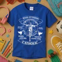 Mass Attending Catholic  Kids T-Shirt thumb 3