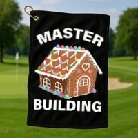 Master Builder Gingerbread House Funny Christmas Golf Towel thumb 1