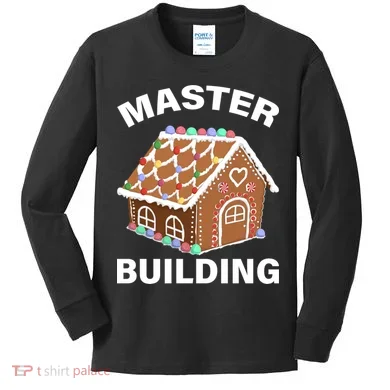 Master Builder Gingerbread House Funny Christmas Kids Long Sleeve Shirt