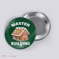 Master Builder Gingerbread House Funny Christmas Button thumb 0