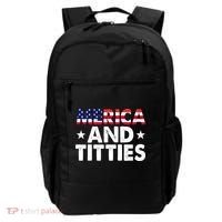 Merica And Titties Funny Patriotic Usa Backpack thumb 0
