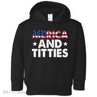 Merica And Titties Funny Patriotic Usa Toddler Hoodie thumb 0