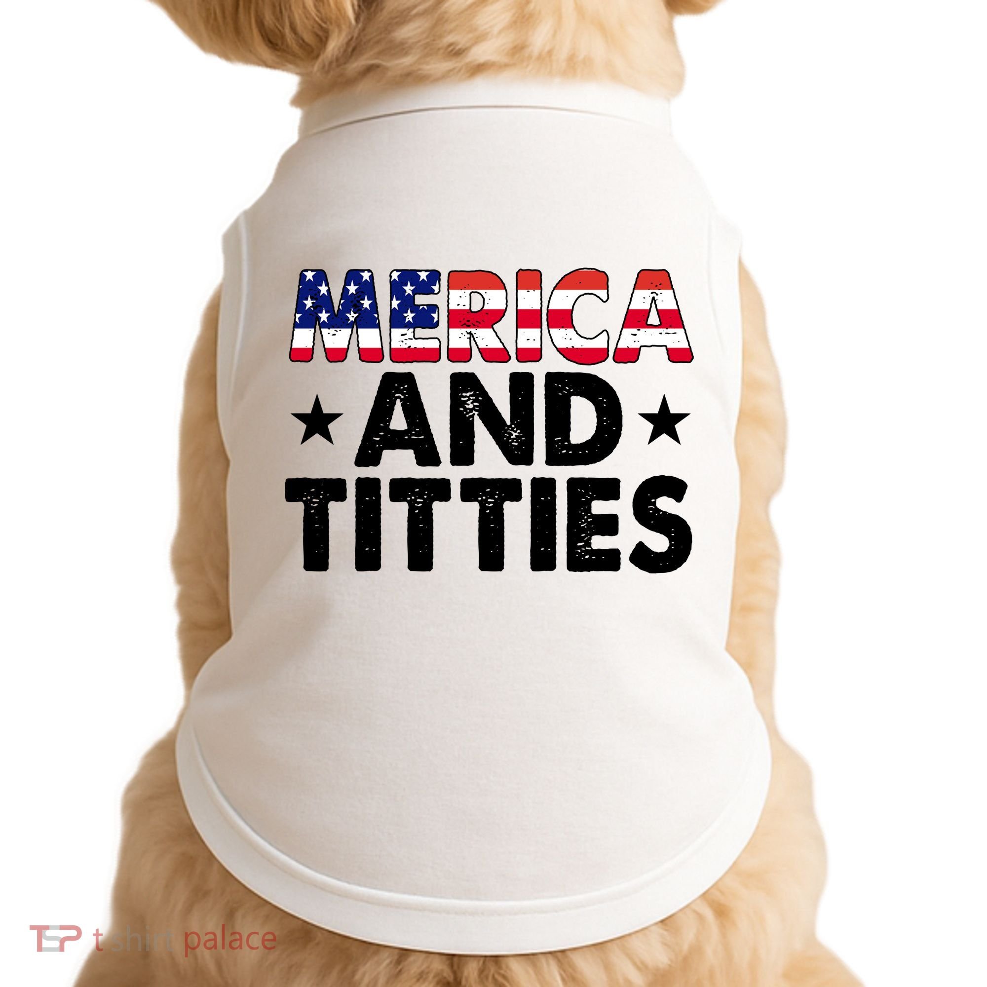 Merica And Titties Funny Patriotic Usa Doggie Tank