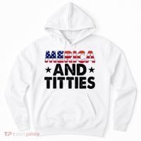 Merica And Titties Funny Patriotic Usa Hoodie thumb 0