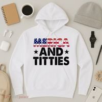 Merica And Titties Funny Patriotic Usa Hoodie thumb 3