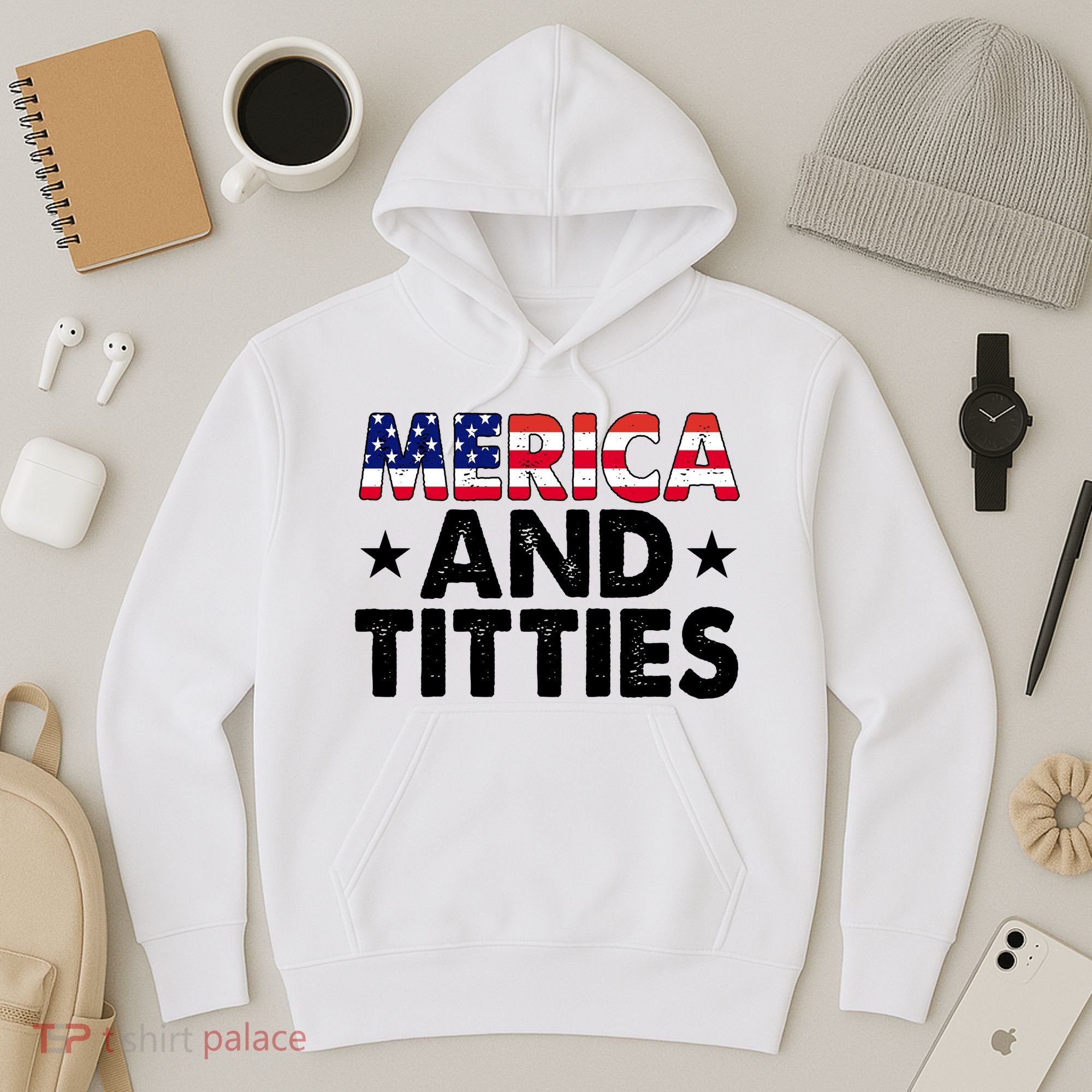 Merica And Titties Funny Patriotic Usa Hoodie