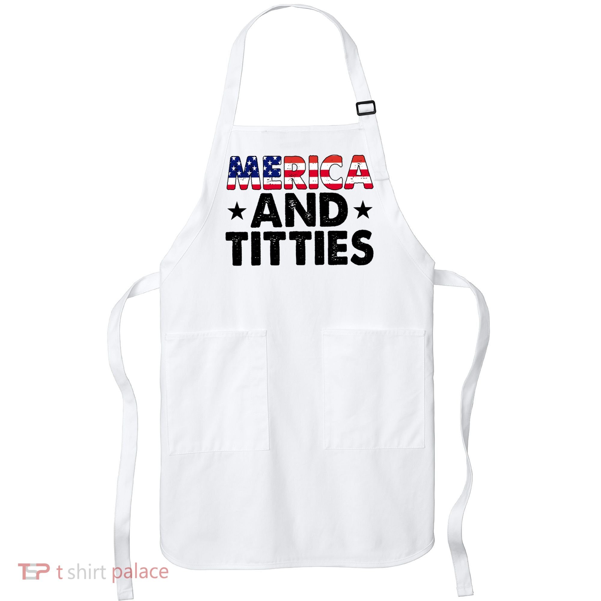 Merica And Titties Funny Patriotic Usa Apron