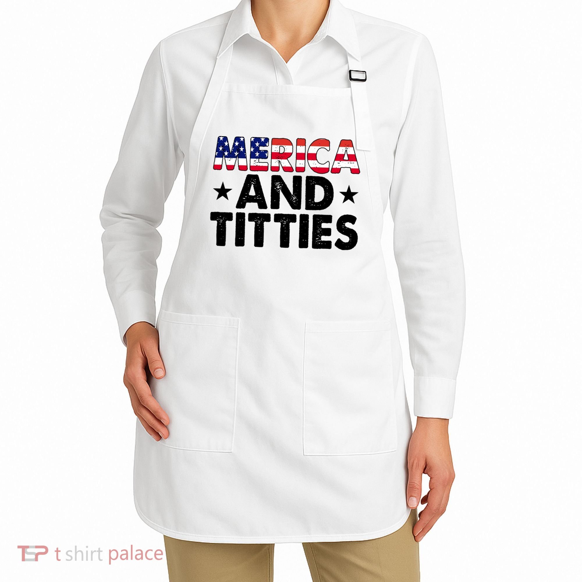Merica And Titties Funny Patriotic Usa Apron