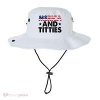 Merica And Titties Funny Patriotic Usa Bucket Hat thumb 0