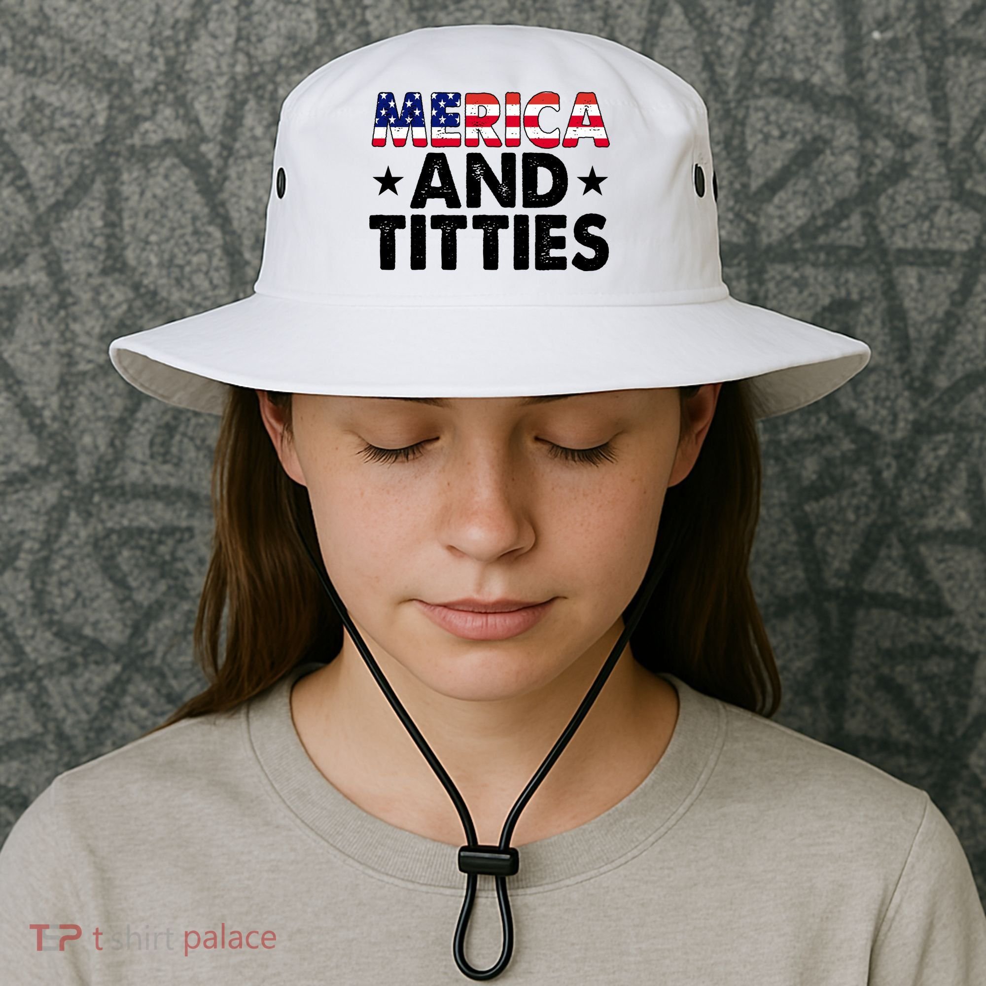Merica And Titties Funny Patriotic Usa Bucket Hat