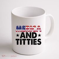 Merica And Titties Funny Patriotic Usa Coffee Mug thumb 1