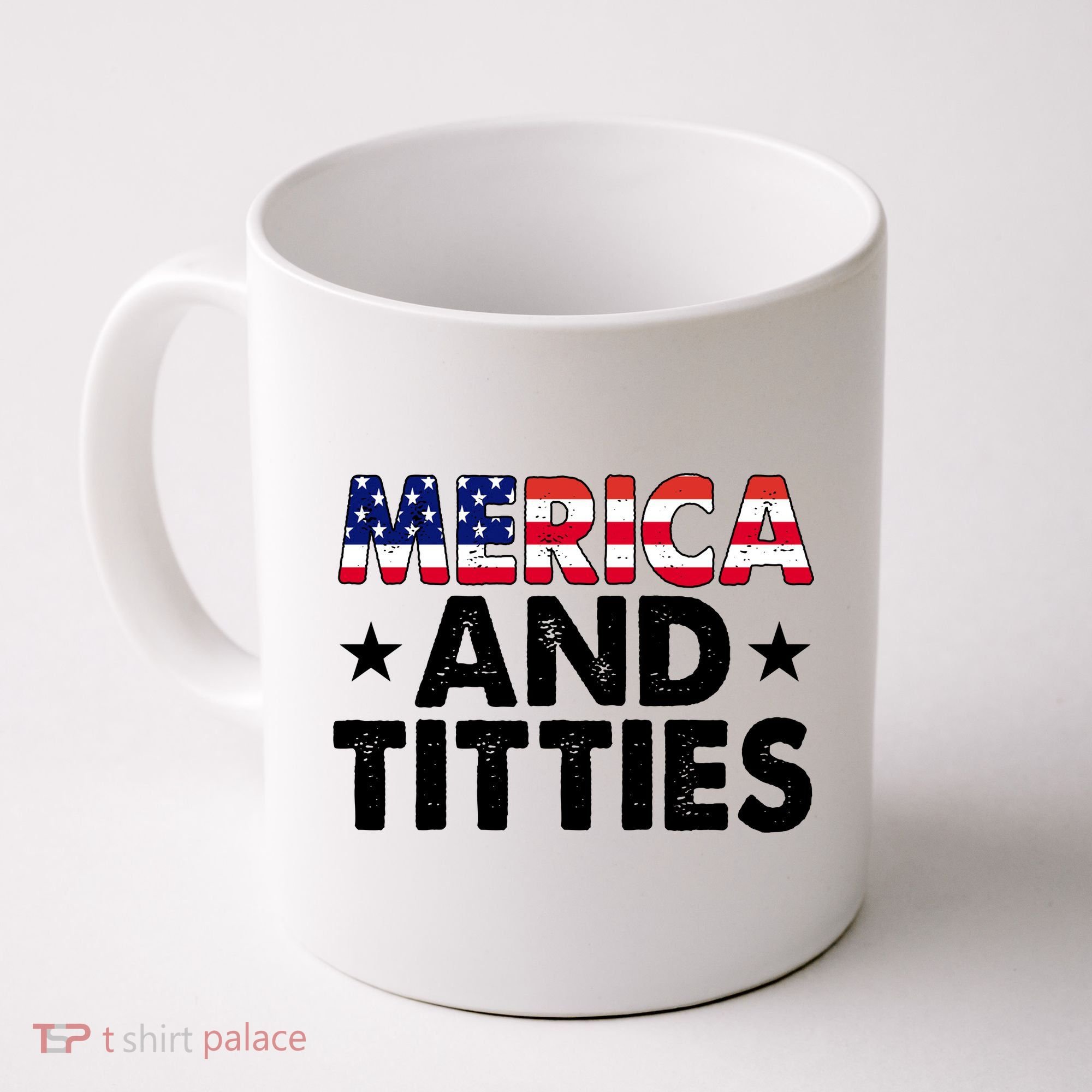 Merica And Titties Funny Patriotic Usa Coffee Mug