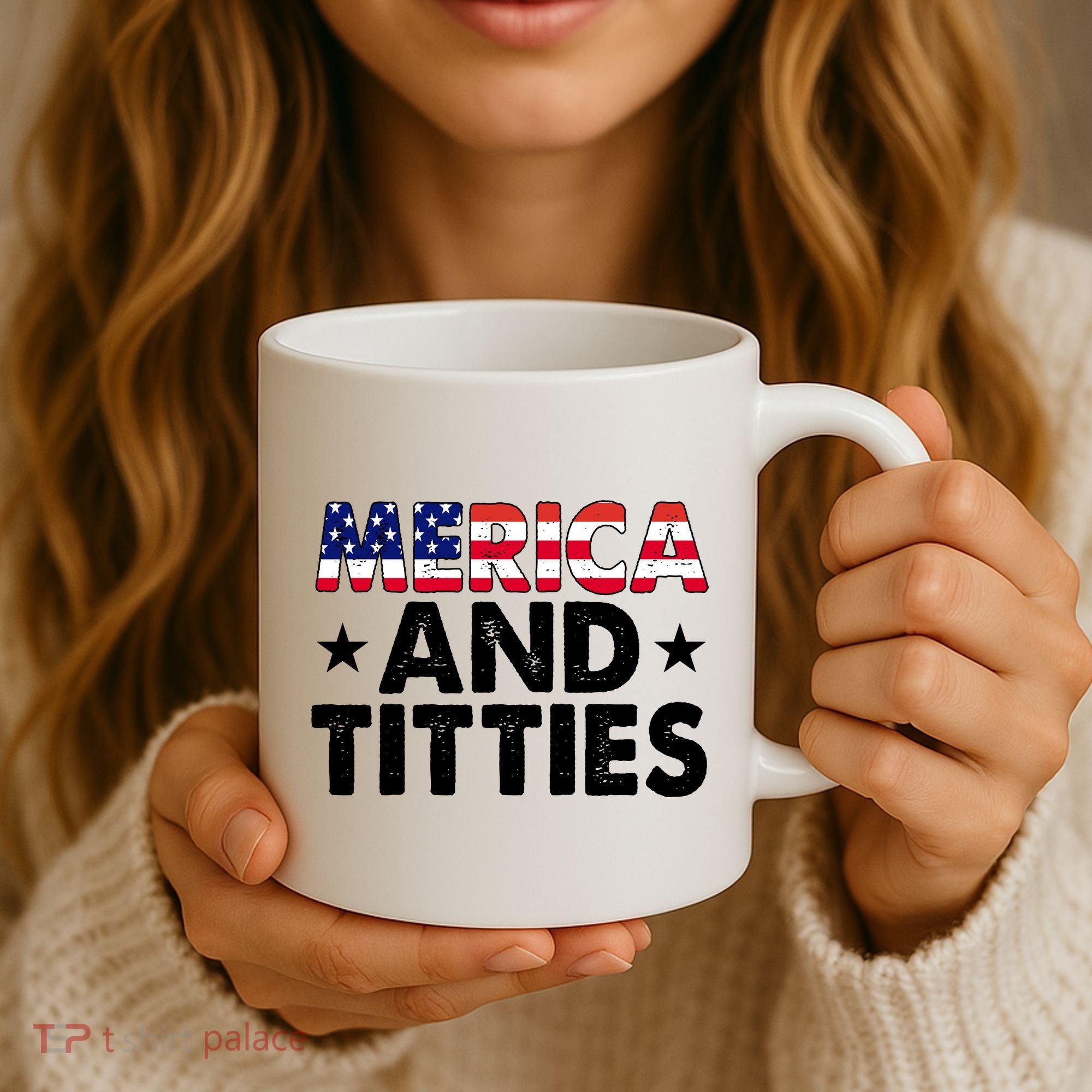 Merica And Titties Funny Patriotic Usa Coffee Mug