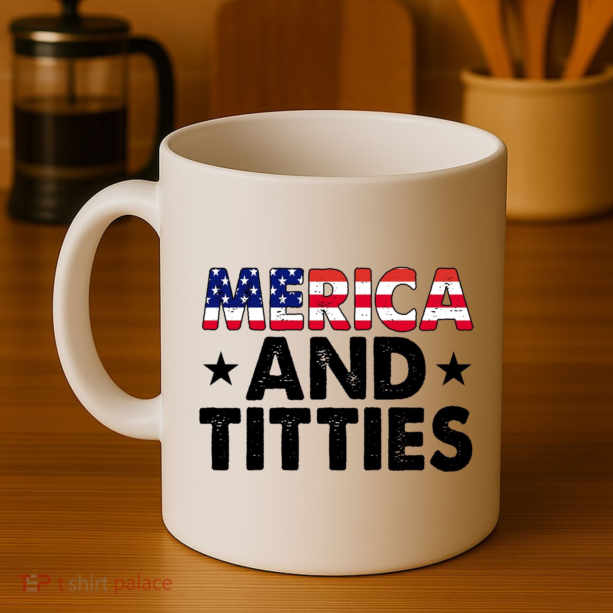 Merica And Titties Funny Patriotic Usa Coffee Mug