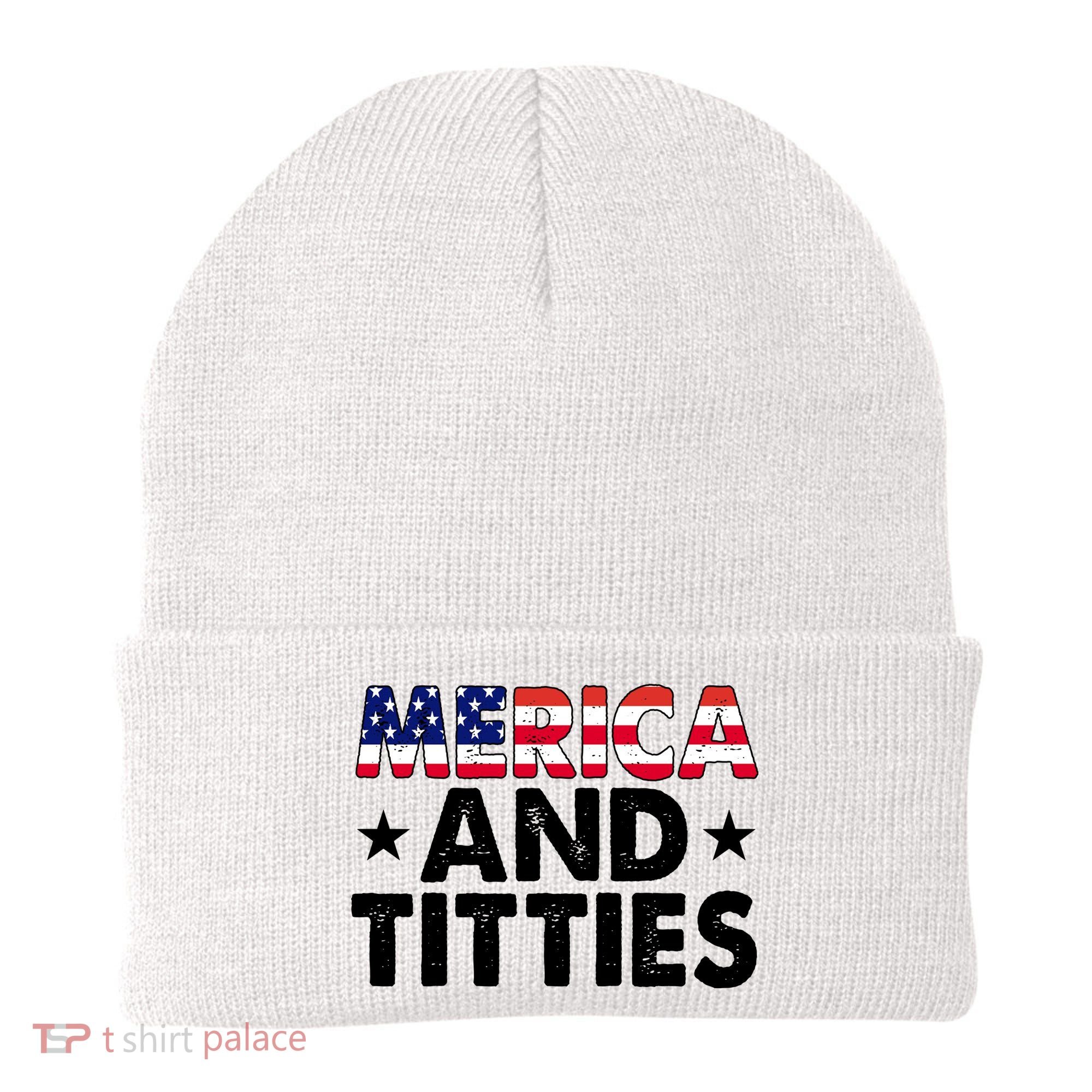 Merica And Titties Funny Patriotic Usa Beanie