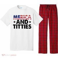 Merica And Titties Funny Patriotic Usa Pajama Set thumb 0