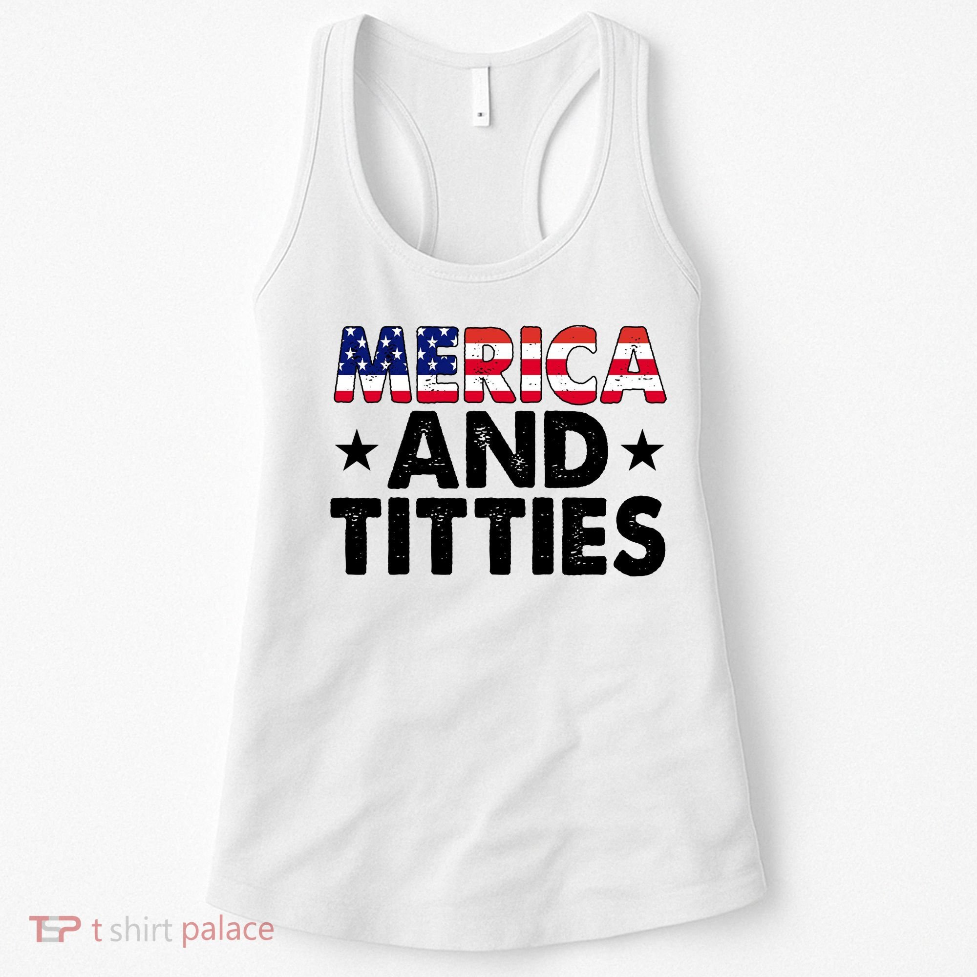 Merica And Titties Funny Patriotic Usa Women's Tank Top