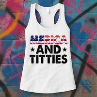 Merica And Titties Funny Patriotic Usa Women's Tank Top thumb 3