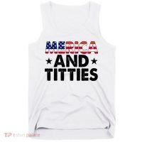 Merica And Titties Funny Patriotic Usa Tank Top thumb 0