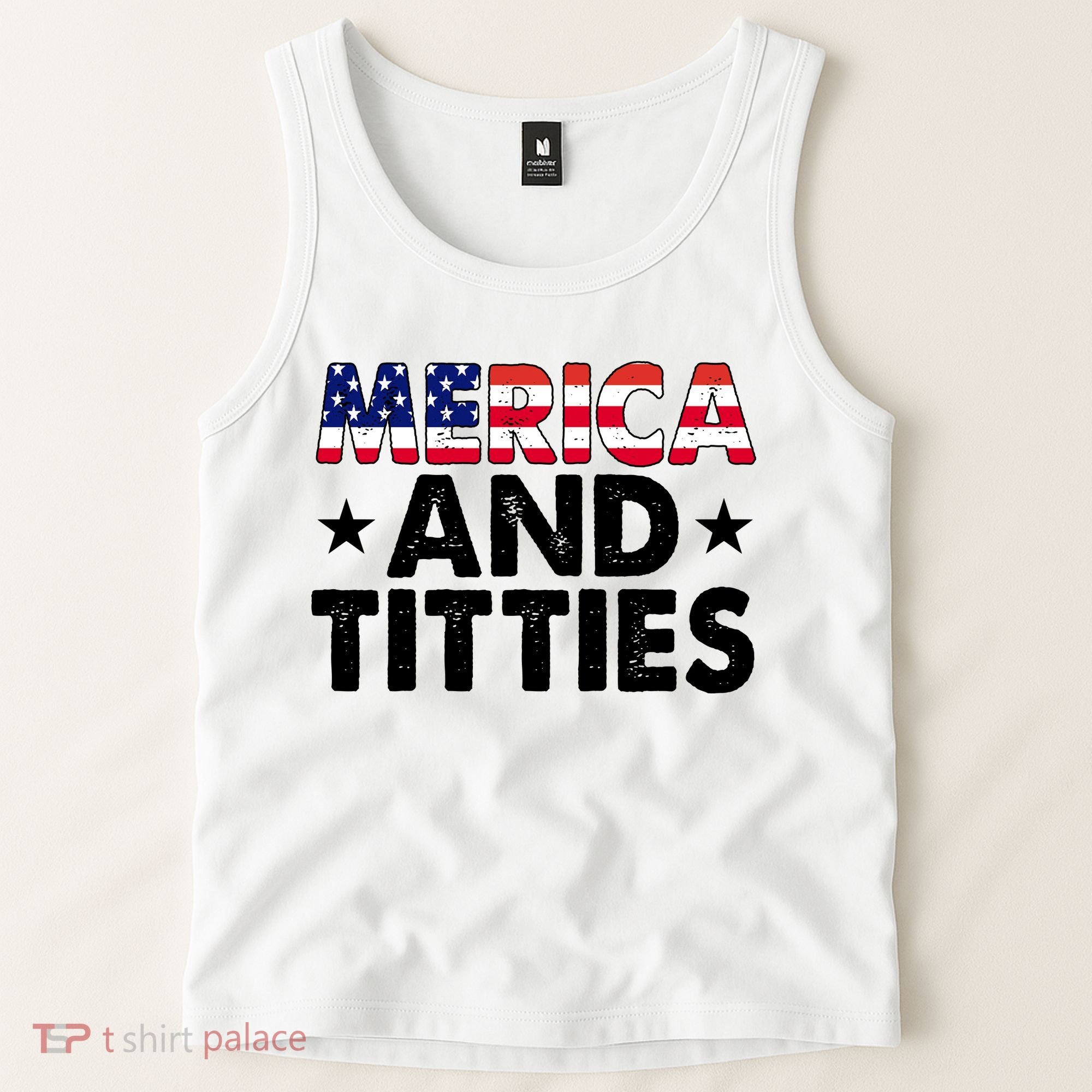 Merica And Titties Funny Patriotic Usa Tank Top