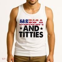 Merica And Titties Funny Patriotic Usa Tank Top thumb 3