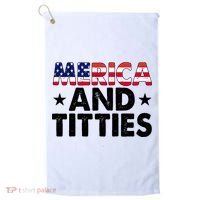 Merica And Titties Funny Patriotic Usa Golf Towel thumb 0