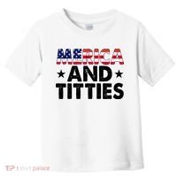 Merica And Titties Funny Patriotic Usa Toddler T-Shirt thumb 0