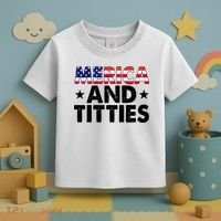 Merica And Titties Funny Patriotic Usa Toddler T-Shirt thumb 3