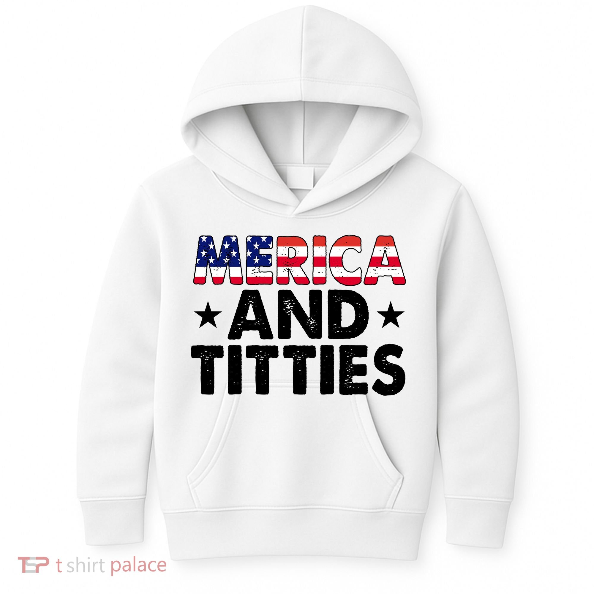 Merica And Titties Funny Patriotic Usa Kids Hoodie