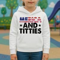 Merica And Titties Funny Patriotic Usa Kids Hoodie thumb 3