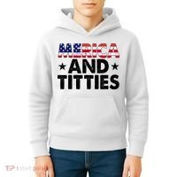 Merica And Titties Funny Patriotic Usa Kids Hoodie thumb 4